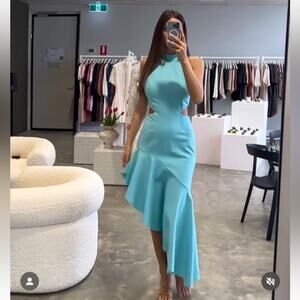 elliatt specter blue asymmetrical high low cut out maxi dress size medium NEW